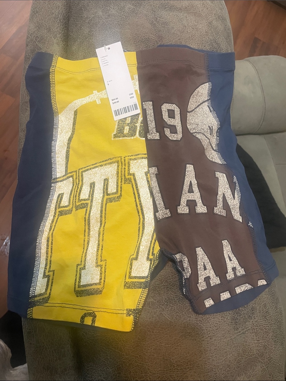 Urban Outfitters Yellow, Brown & Navy Colorblock Bike Shorts